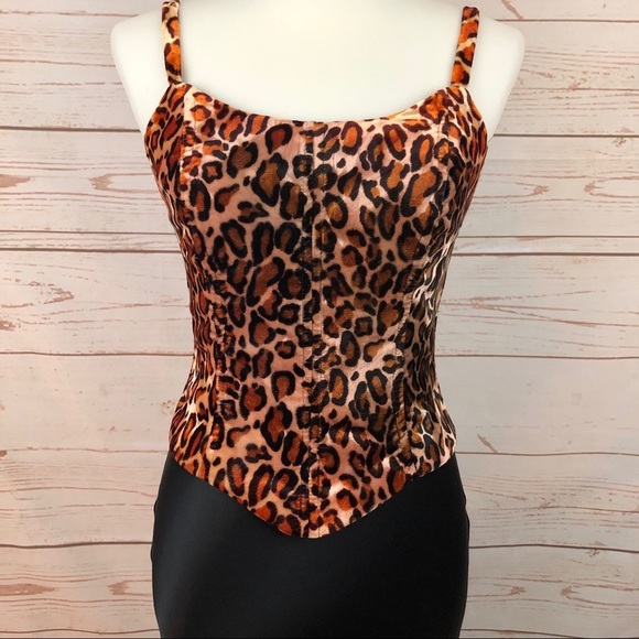 Vintage Y2K 90’s Gunne Sax Velvet Cheetah Leopard Corset Maxi Dress - Picture 4 of 10